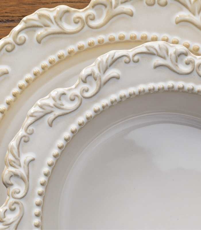 French Baroque Bowl Plates Ceramic Embossed Tableware