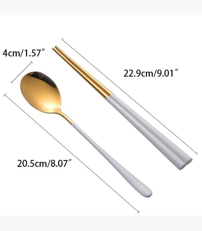 2pcs/set Japanase Chopsticks and Spoon Set Stainless Steel Tableware
