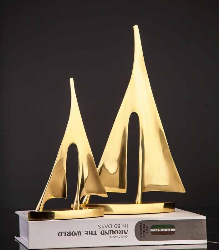 Sailboat Copper Sculpture Home Decoration Gold Large 28cm (11 in)