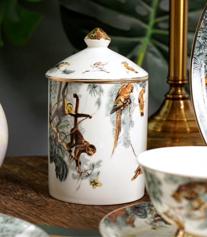 Decorative Candle Holder Candle Jar Empty Jungle 14.5 cm