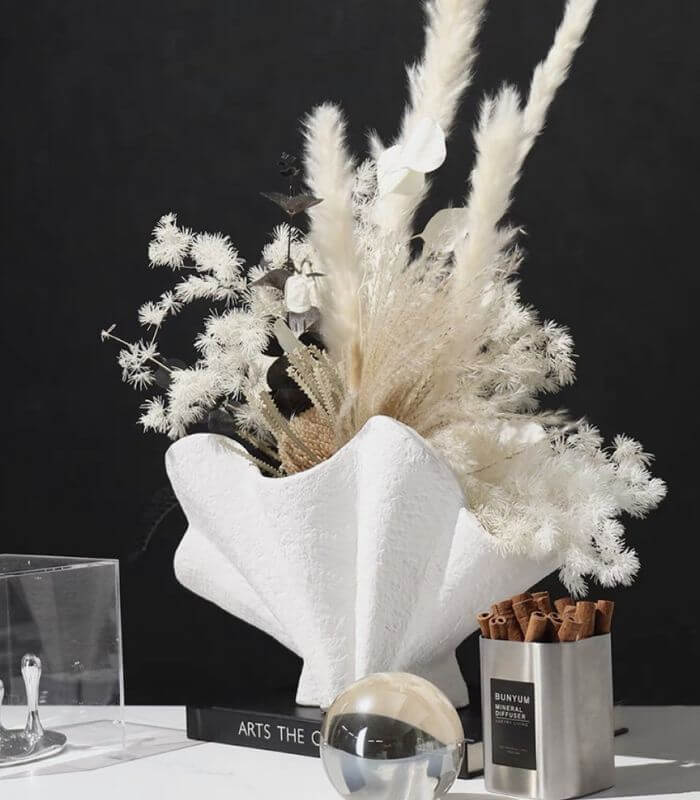 Modern Shell-Shaped Ceramic Vase - 36cm Centerpiece Vase Home Décor