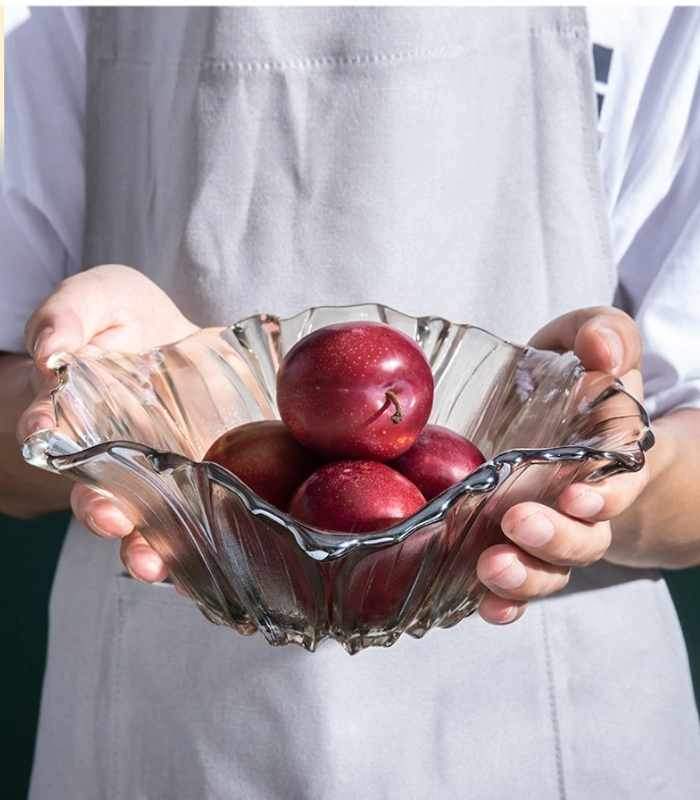 Crystal Glass Decorative Fruit Bowl Golden Yellow