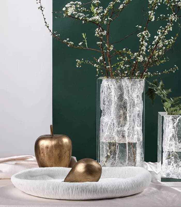 Modern Coral Texture Tray Decor Resin 36 cm White