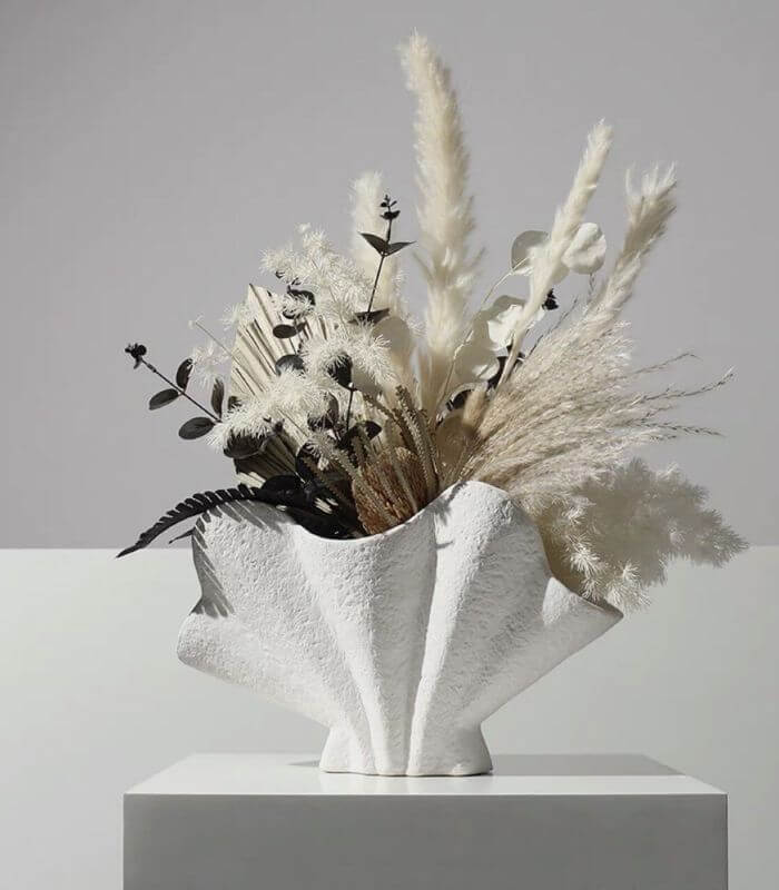 Modern Shell-Shaped Ceramic Vase - 36cm Centerpiece Vase Home Décor