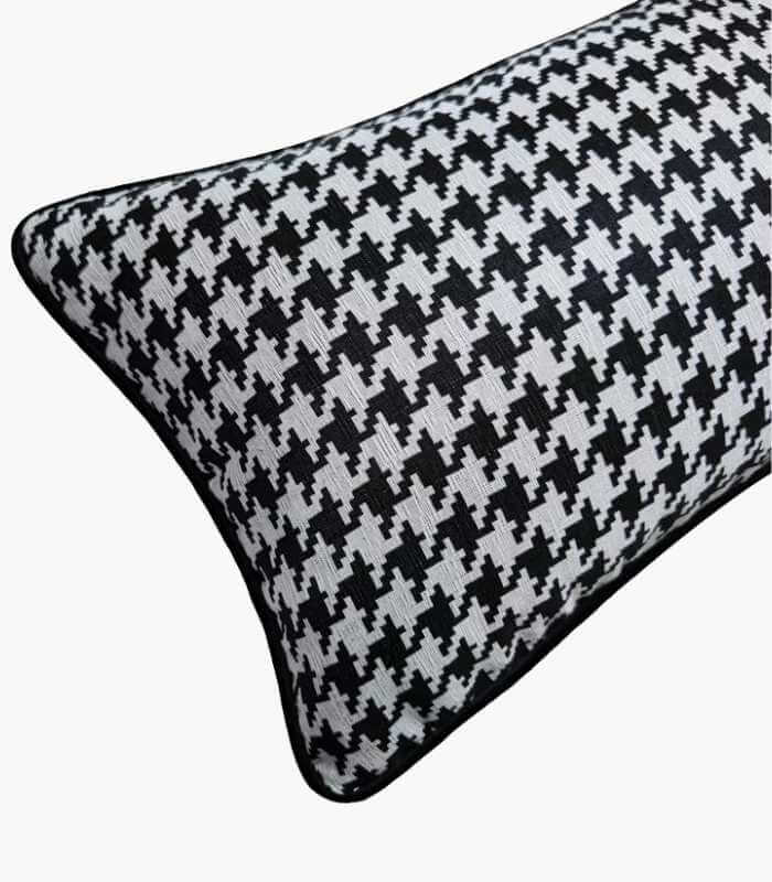 Houndstooth Woven Cushion Cover Black & White 30x50cm
