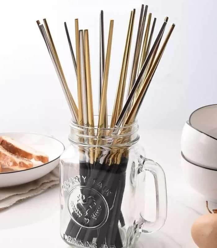 10 Pairs Chopsticks Stainless Steel Black and Gold 23.5cm LAST ARISTOCRAT