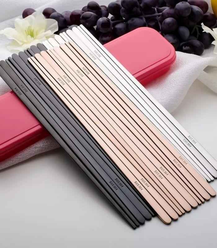 Set of 10 Pairs Stainless Steel Chopsticks