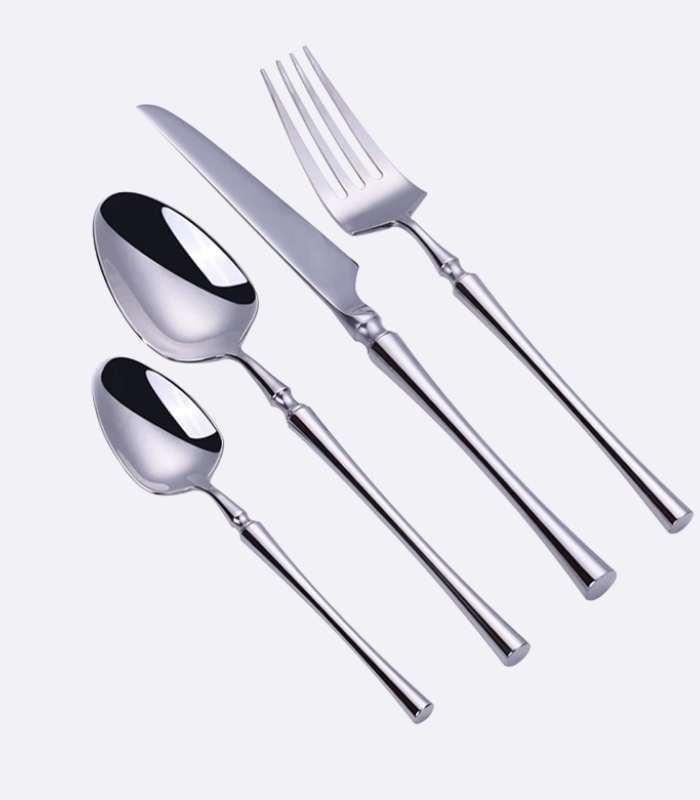 24 Pcs Cutlery Set Classic Stainless Steel Art Deco Silver