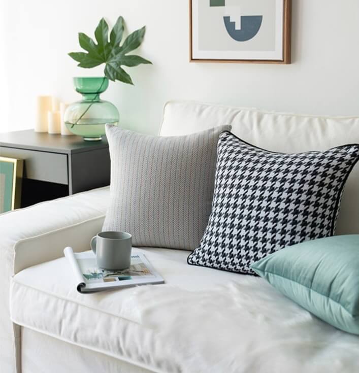 Modern Houndstooth Pattern Cushion Cover Black & White 45x45cm