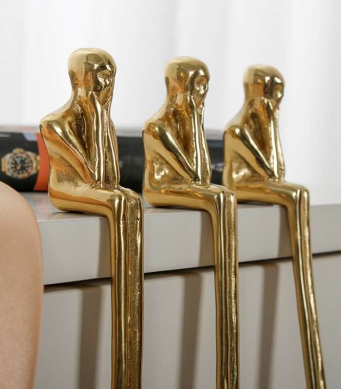 Solid Brass Cabinet Door Handle Thinking Man Shape 115mm