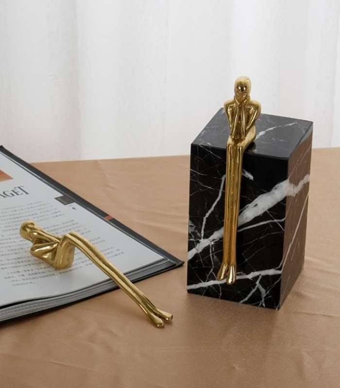 Solid Brass Cabinet Door Handle Thinking Man Shape 115mm