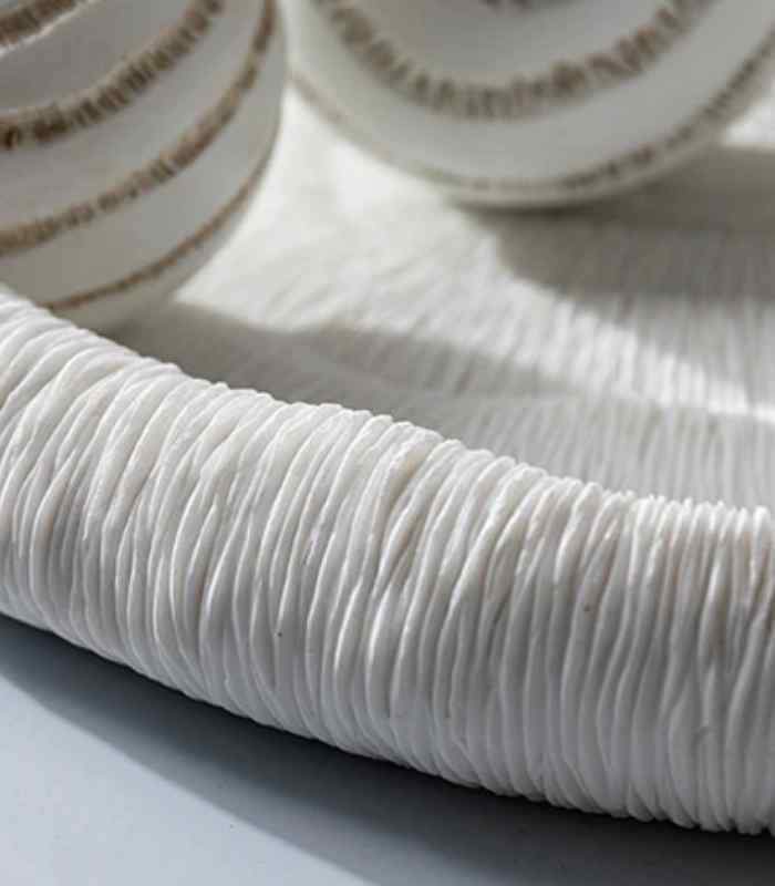 Modern Coral Texture Tray Decor Resin 36 cm White