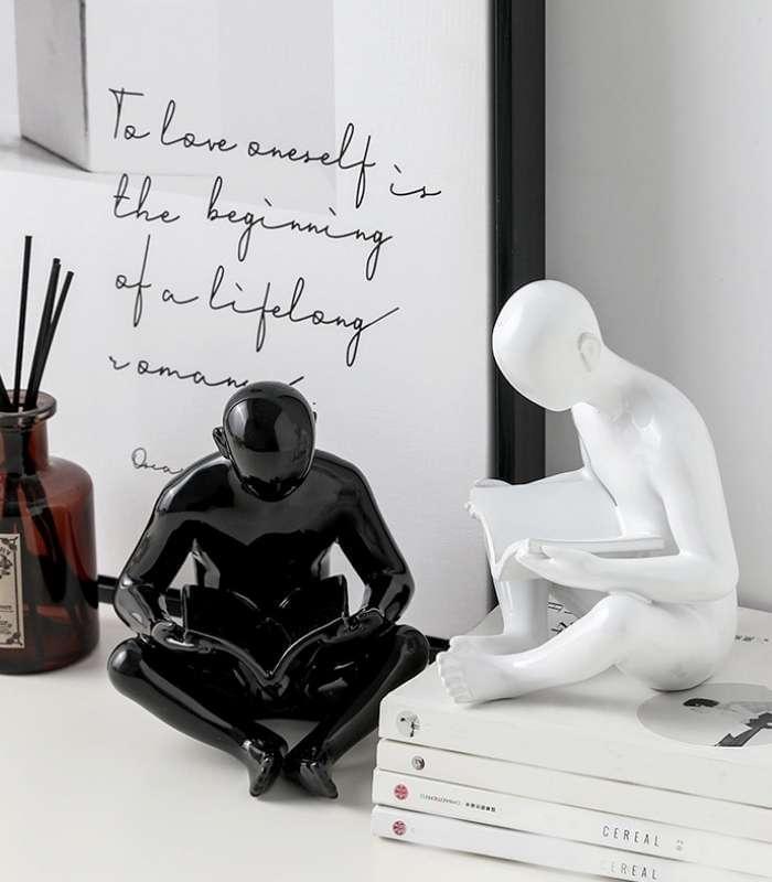 2 Pcs Set Creative Reader Bookends Ceramic 17.5 cm