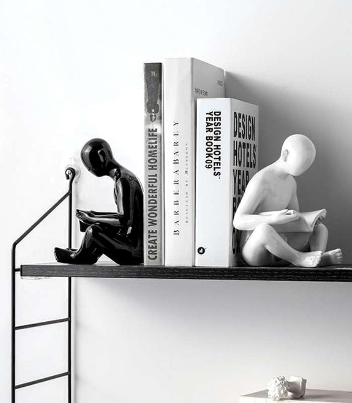 2 Pcs Set Creative Reader Bookends Ceramic 17.5 cm