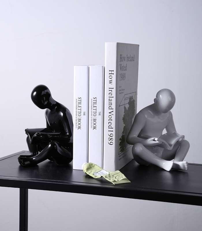 2 Pcs Set Creative Reader Bookends Ceramic 17.5 cm