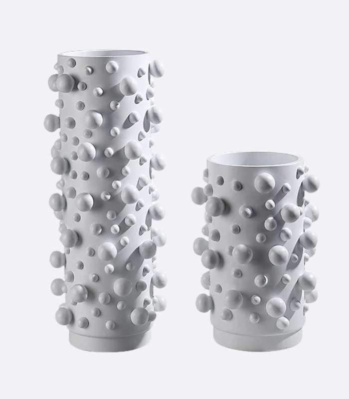 Abstract Resin Decorative Tabletop Vase Emilia White