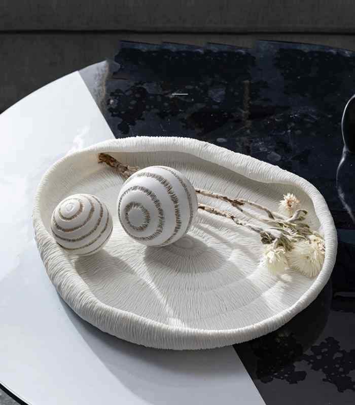 Modern Coral Texture Tray Decor Resin 36 cm White