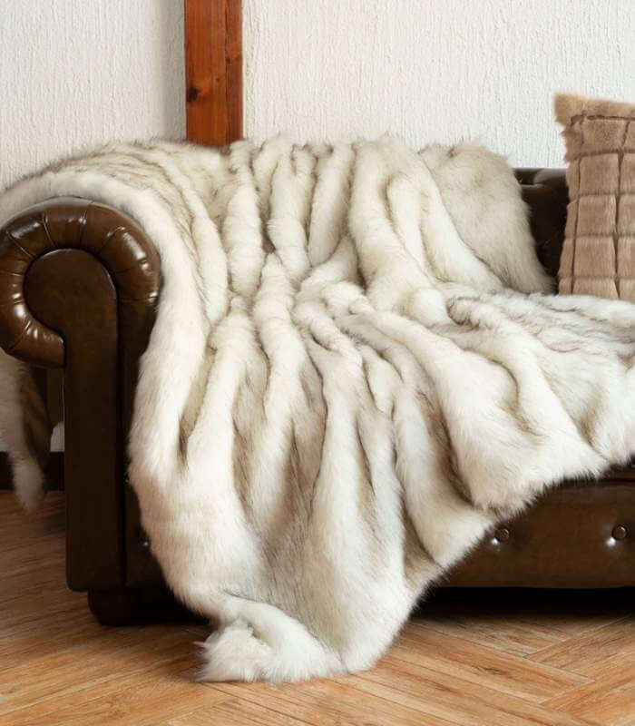Faux Fur Throw Blanket Large White 2.5-3 kg