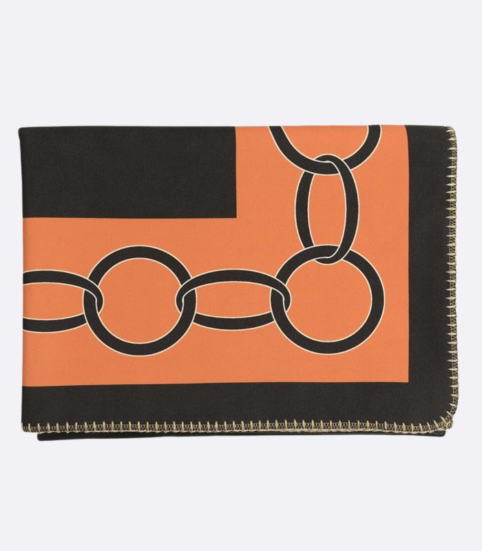 Modern Luxe Blanket Soft Bed Sofa Throw Organge and Black