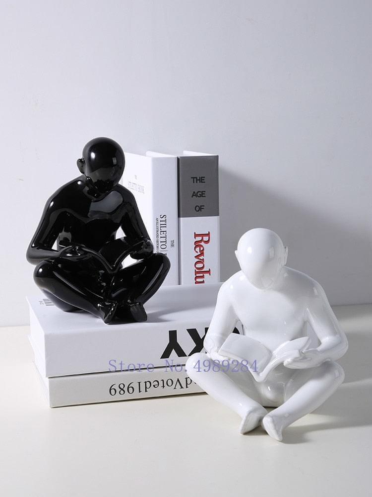 2 Pcs Set Creative Reader Bookends Ceramic 17.5 cm