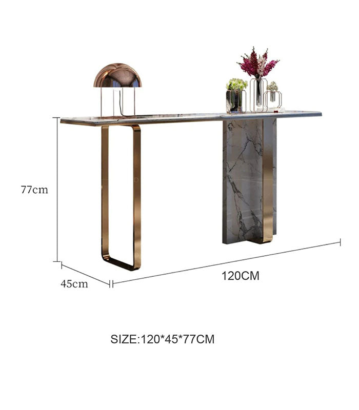 Luxurious Marble with Metal Gold Frame Entrance Art Table