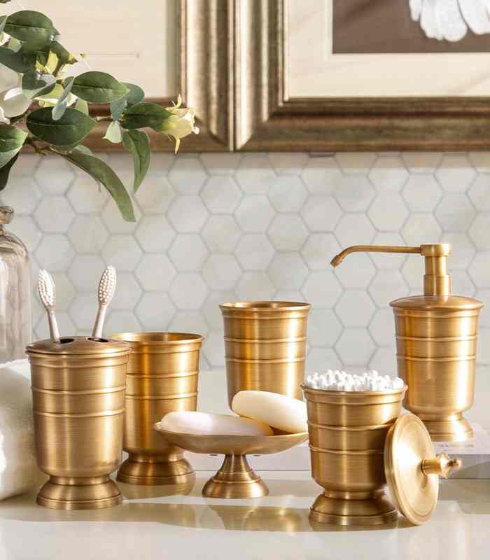 Bathroom Accessories Set Brass