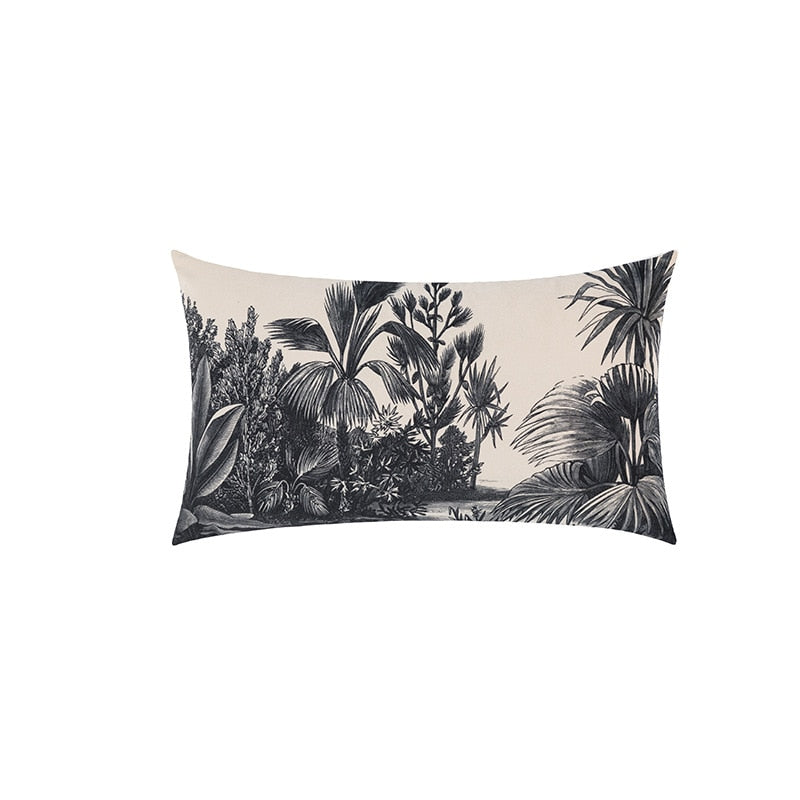 Night Jungle Velvet Cushion Cover Grey White Velvet
