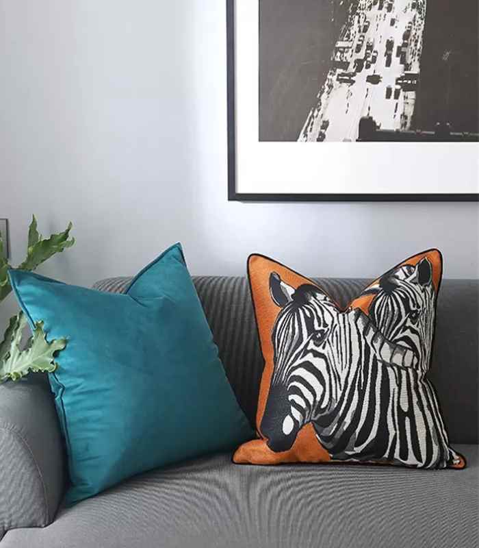 Zebra Woven Decorative Cushion Cover Orange 47x47 cm
