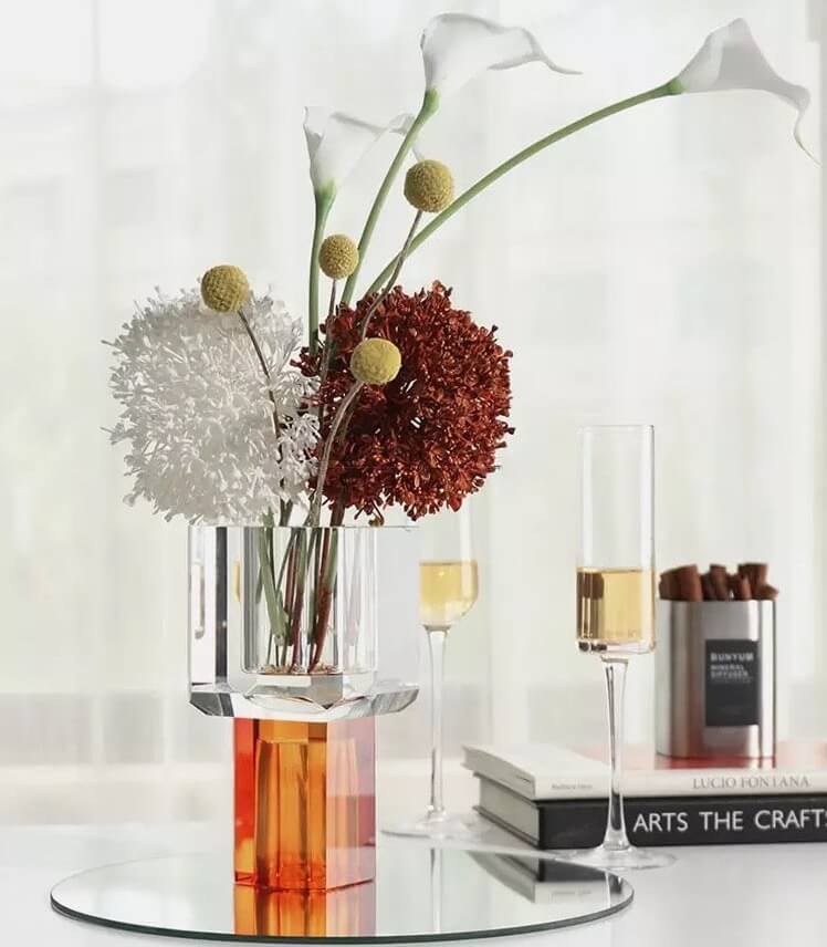 Crystal Glass Tabletop Vase Decorative 19 cm