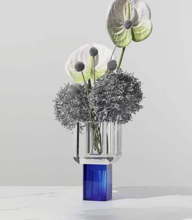 Crystal Glass Tabletop Vase Decorative 19 cm