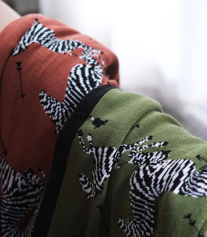 Zebra Knitted Throw  Blanket Cotton 1kg