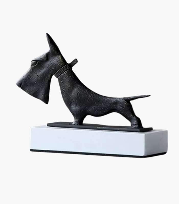 Dog Sculpture on Marble Stand 27cm