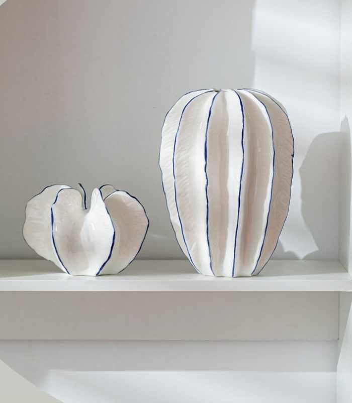 Ocean Star Vase Ceramic White Blue 20cm