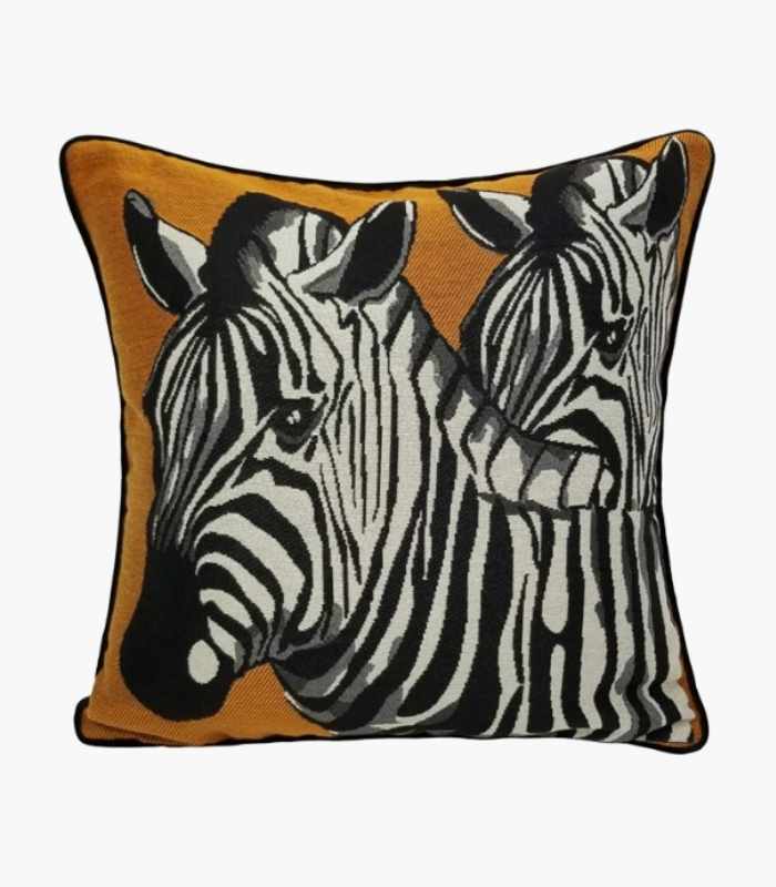 Zebra Woven Decorative Cushion Cover Orange 47x47 cm