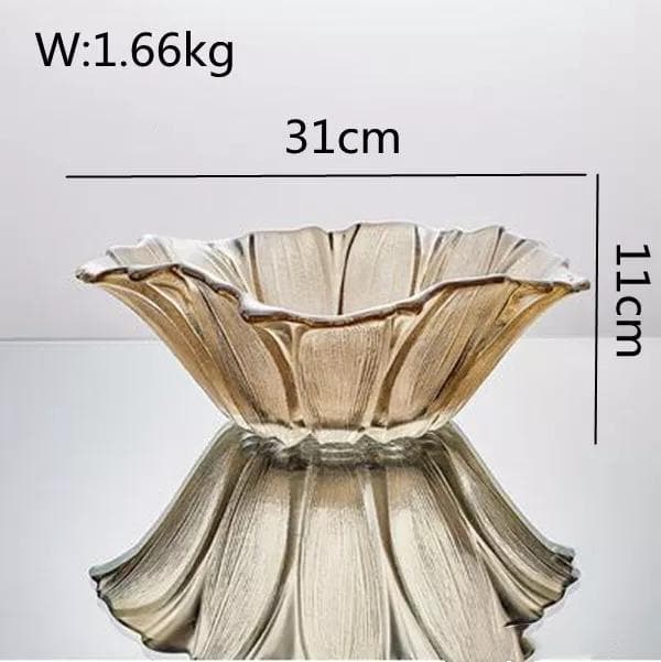Crystal Glass Decorative Fruit Bowl Golden Yellow