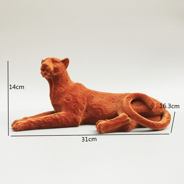 Artisan Flocked Leopard Sculpture | Elegant Wildlife Decor in Three Distinctive Styles