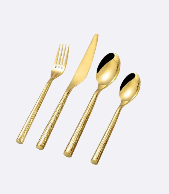 24 Pcs Cutlery Set Meadow Stainless Steel For 6 Gold