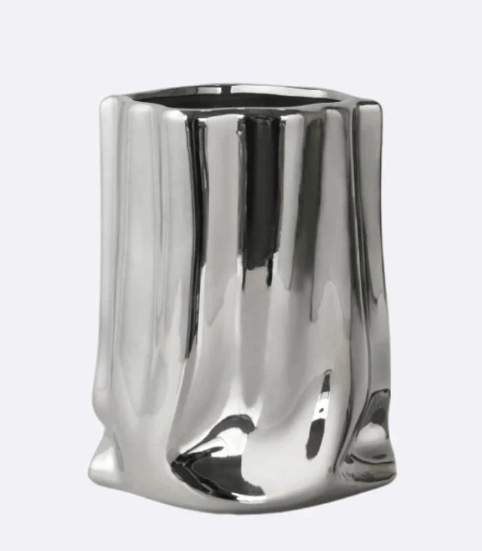 Ceramic Tabletop Vase Paper Bag Shape 23.5 cm