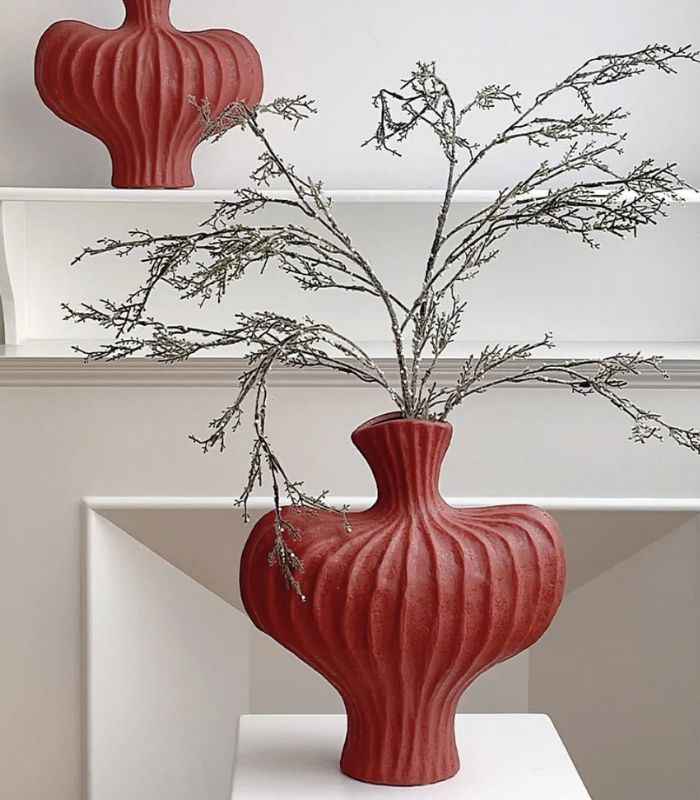 Red Table Vase Handmade