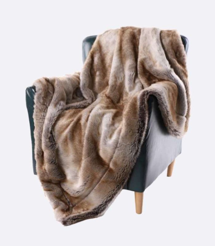 Faux Fur Throw Blanket Soft Thick Brown