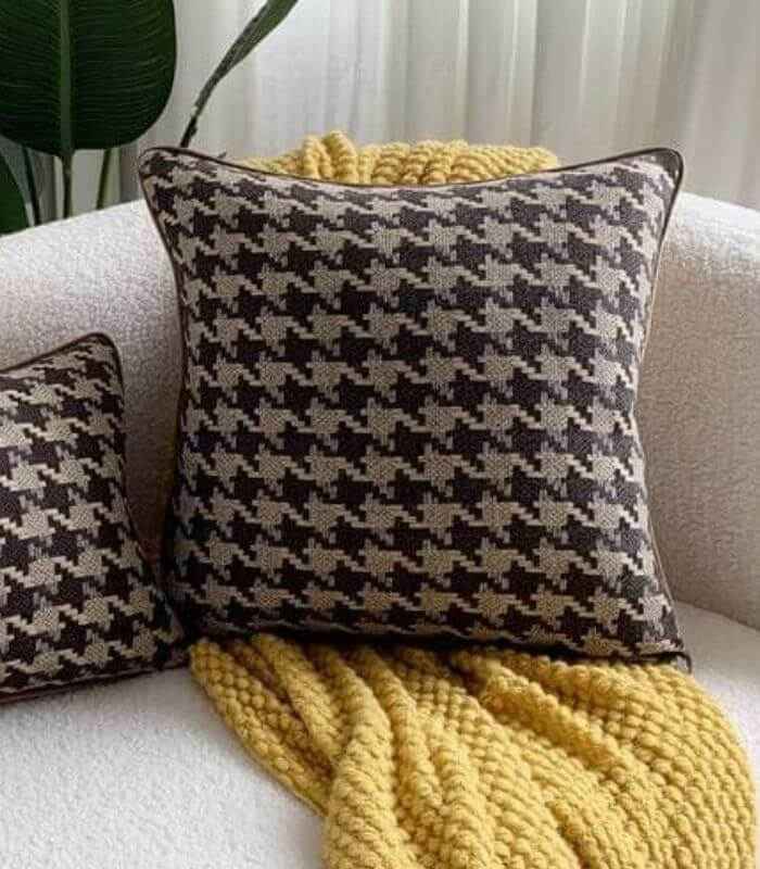 Houndstooth Cushion Cover Pillow Case Woven