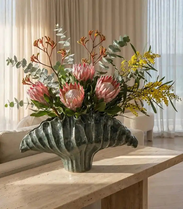 Seascape Ceramic Vase – Sculptural Shell Design