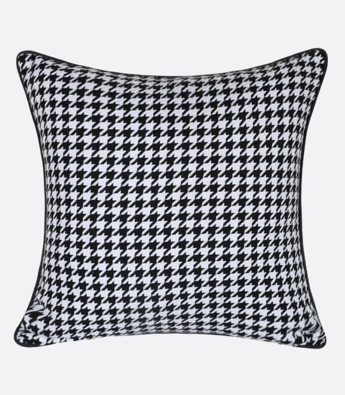 Modern Houndstooth Pattern Cushion Cover Black & White 45x45cm