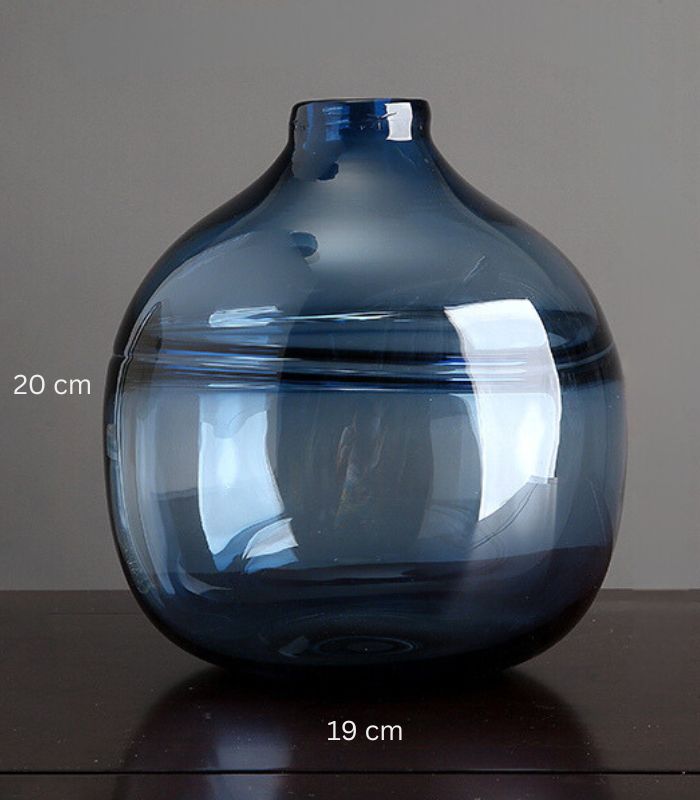 Elegant Blown Glass Vase Transparent Blue