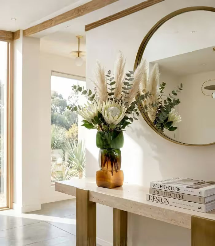 Handcrafted Stacked Glass Vase – Gradient Ombre Design 30 cm