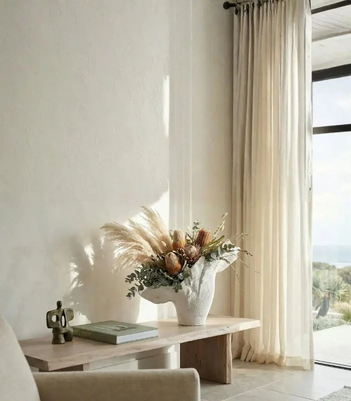 Enigmatic White Sculptural Vase - Handcrafted Modern Art Décor (44cm)