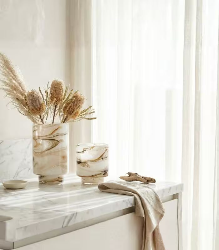 Petra Swirl Glass Vase – Handcrafted Design Marble Glass