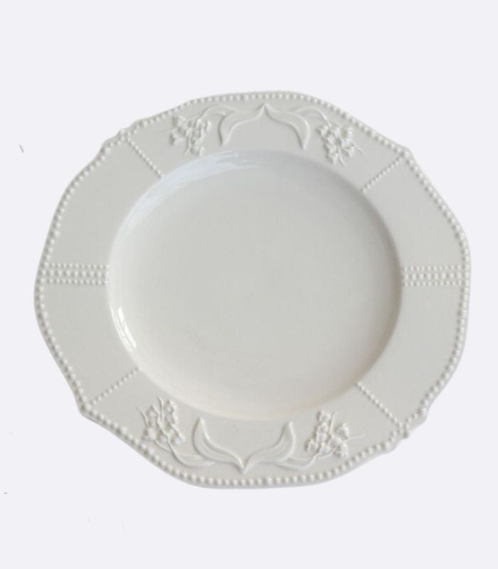Ceramic Plate Lily of the Valley Embossed Flower Dinner Tableware