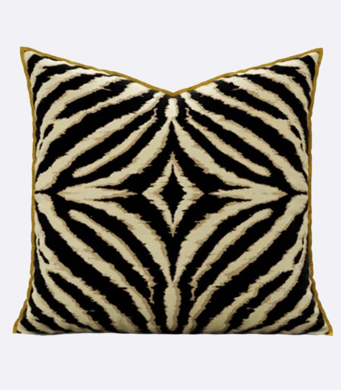 Cushion Cover Leopard & Zebra Embroidery Modern Pillow Case Luxury 45x45cm