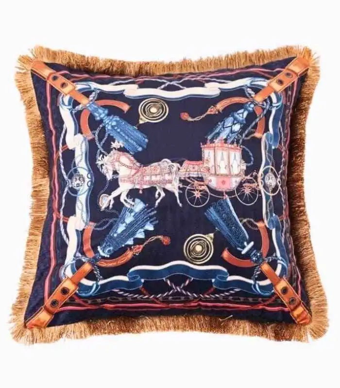 Tropical Velvet Decorative Cushion Cover Fringed Edge Square 45x45 cm